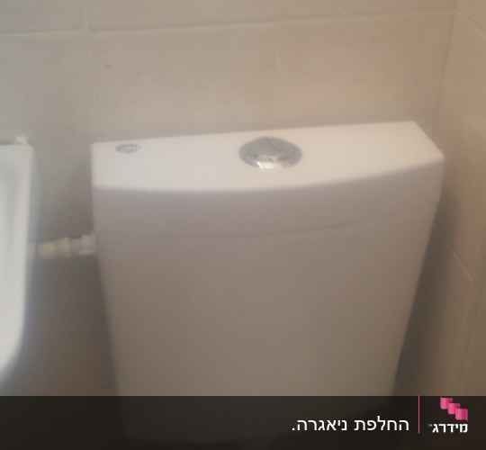 ניאגרה לבנה עם כפתור הדחה עגול